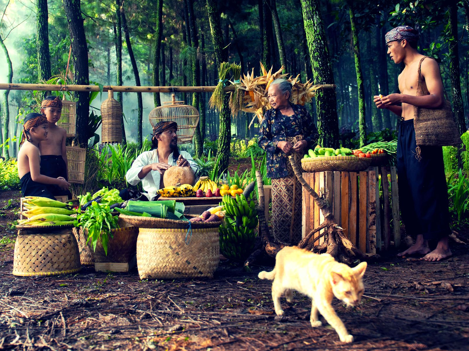 A village market in the hills above the coast