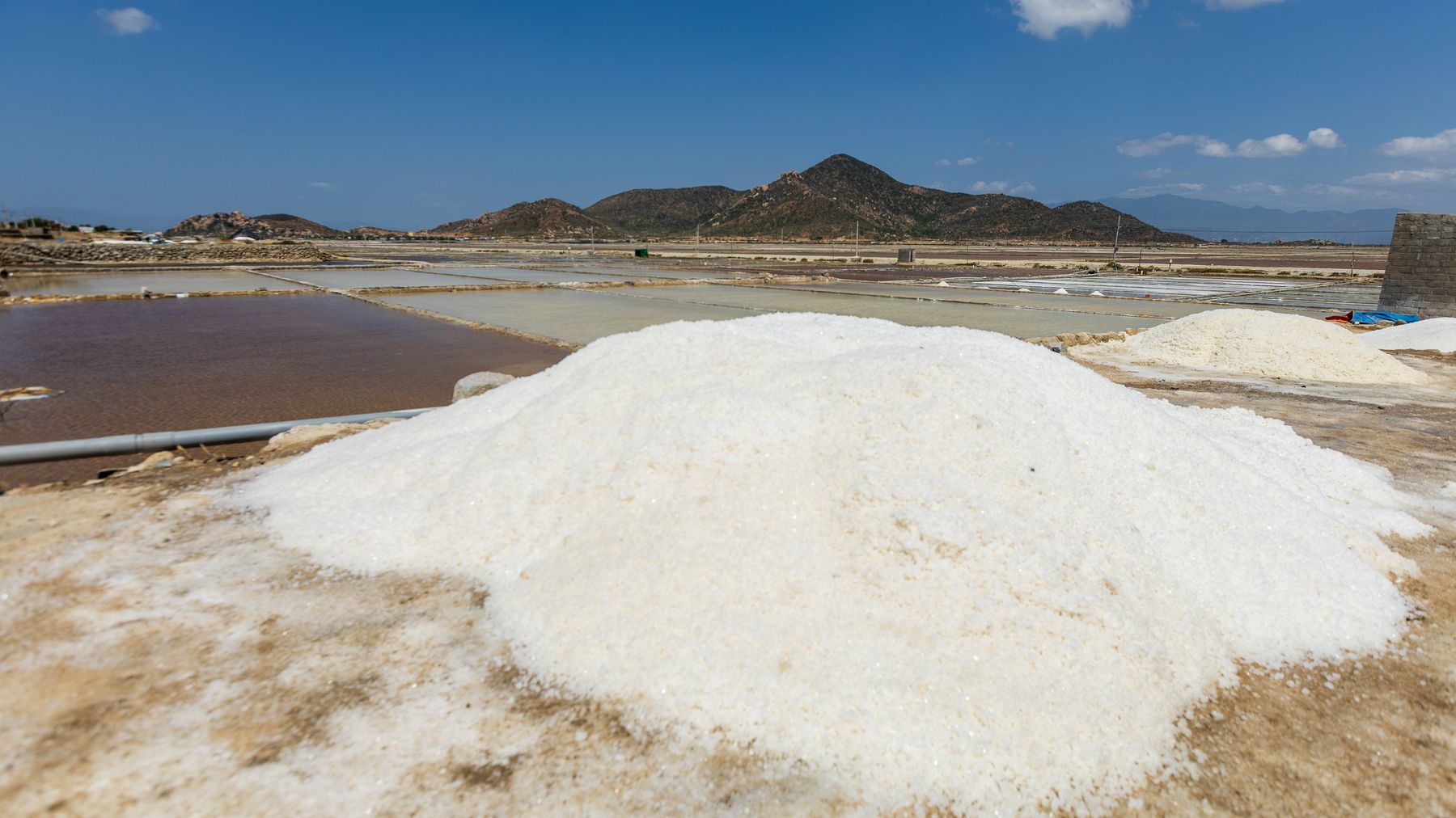 A harvested heap of sea salt at the production yard