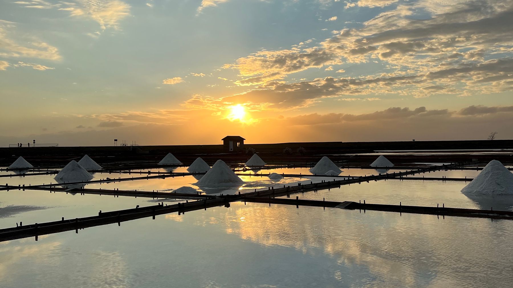 Sunrise over the Amed salt ponds, East Bali